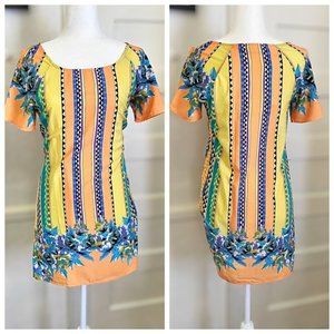 Geometric Tshirt Dress Multicolor Silky Small